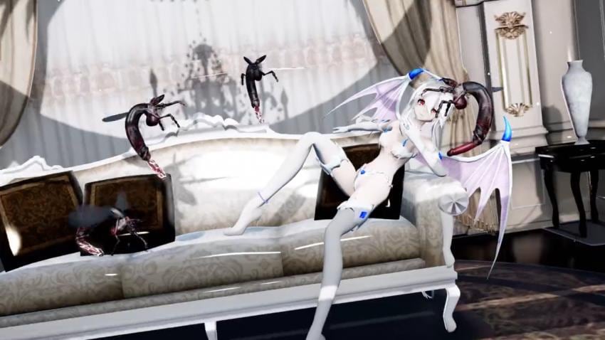 MMD巨乳Haku被狂野昆虫轮奸爆操内射