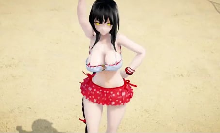 海边巨乳嫩模激情沙滩舞，波涛汹涌极品尤物狂浪扭动！